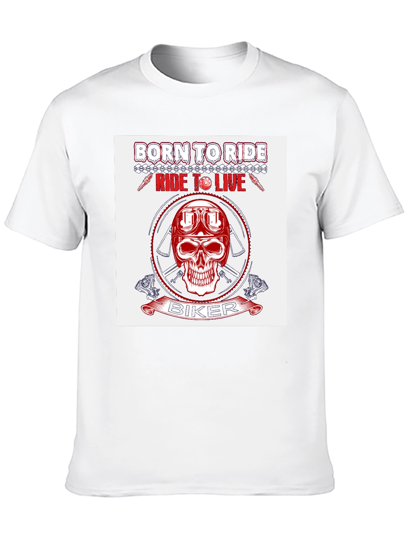 Biker Skull Graphic T-Shirt - Ride to Live Design