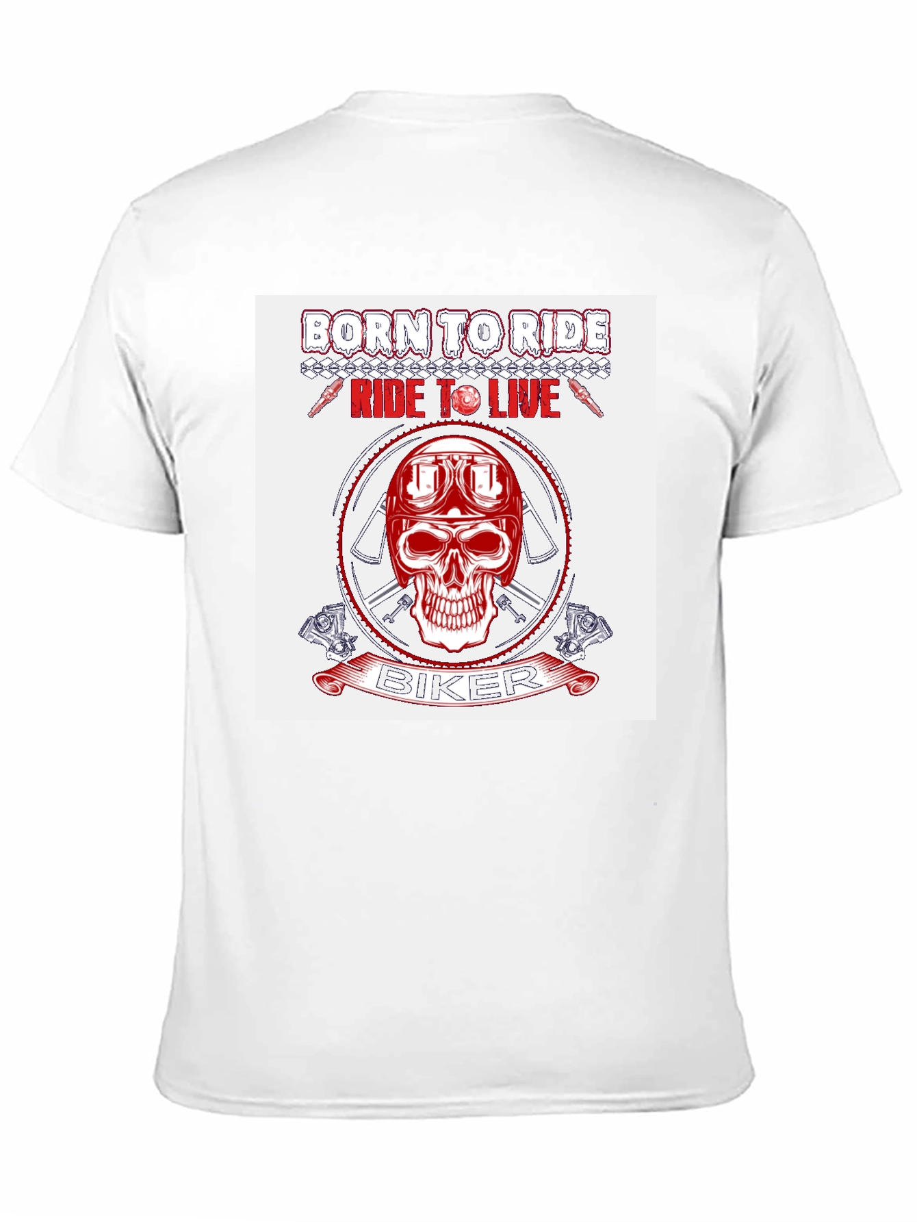 Biker Skull Graphic T-Shirt - Ride to Live Design