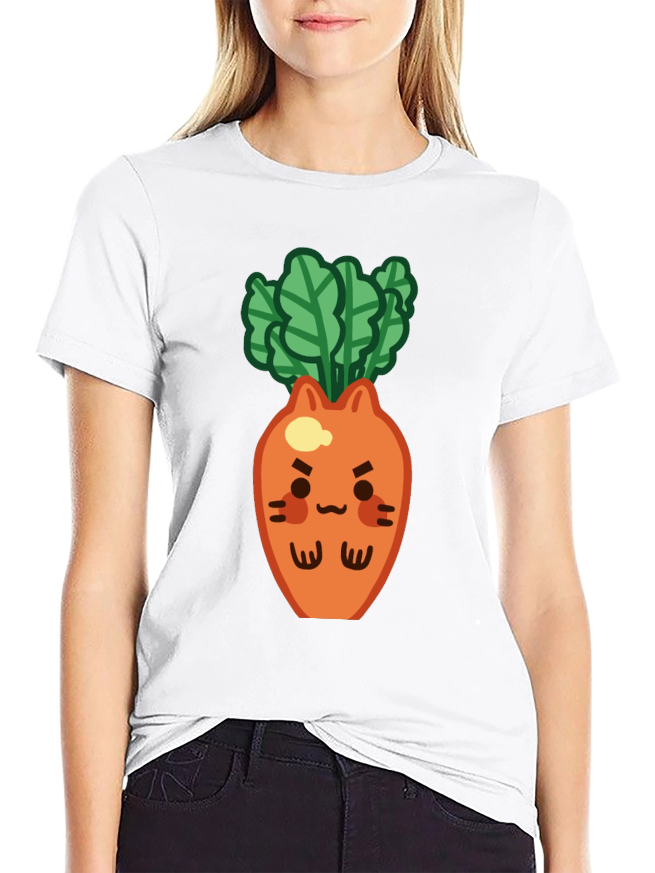 Cute Carrot Cat T-Shirt - Black Unique Design