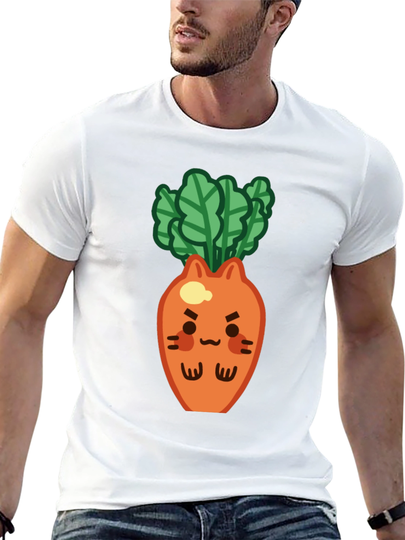 Cute Carrot Cat T-Shirt - Black Unique Design