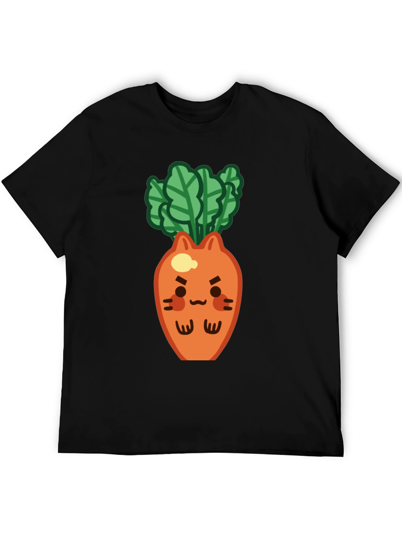 Cute Carrot Cat T-Shirt - Black Unique Design