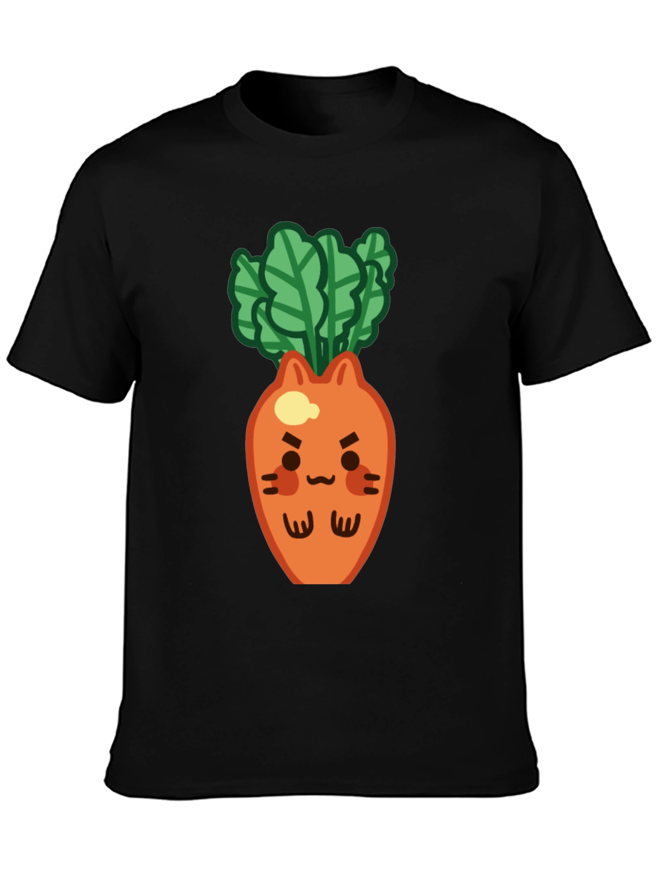 Cute Carrot Cat T-Shirt - Black Unique Design