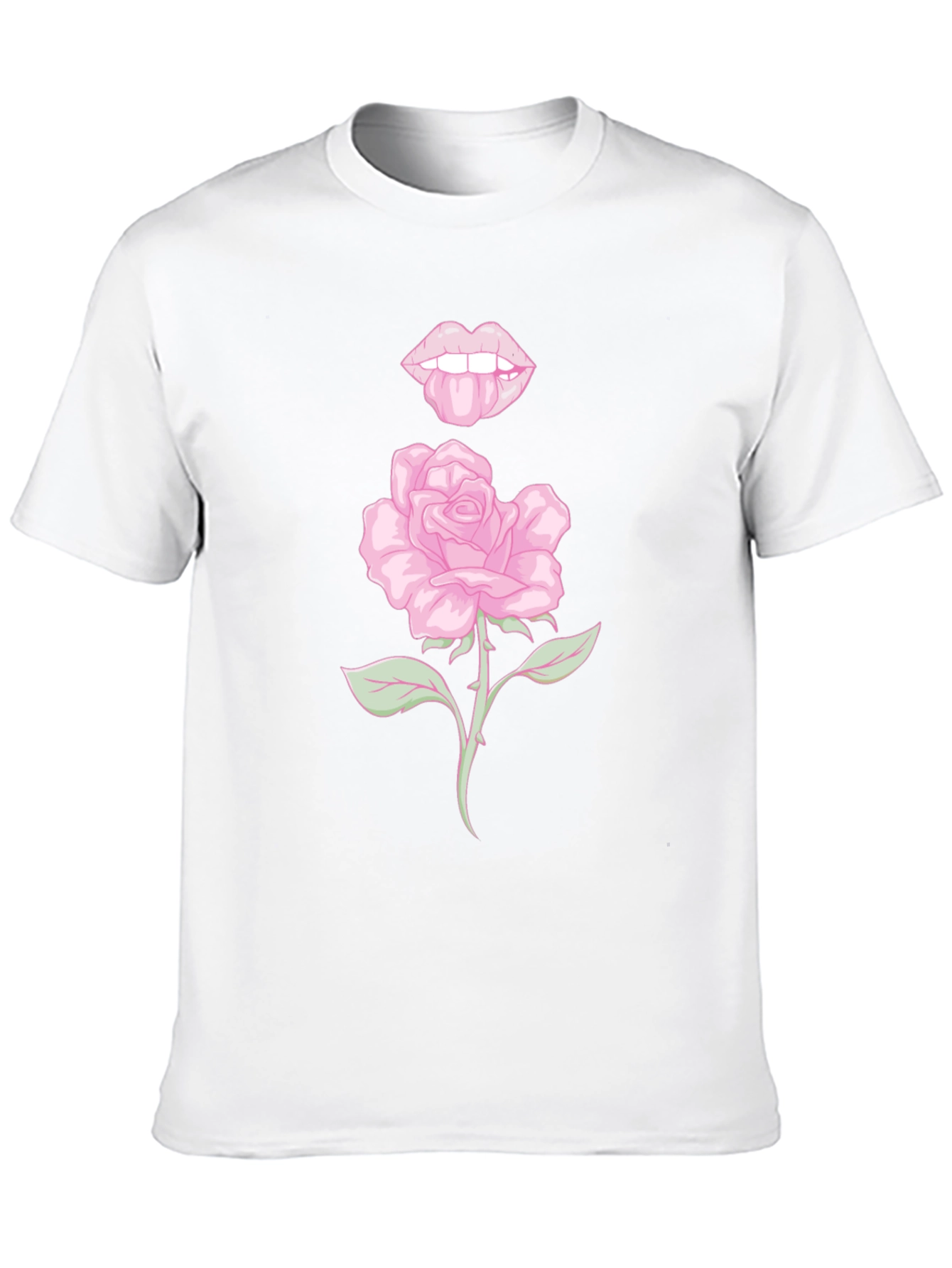 Rose Lips Graphic Black T-Shirt