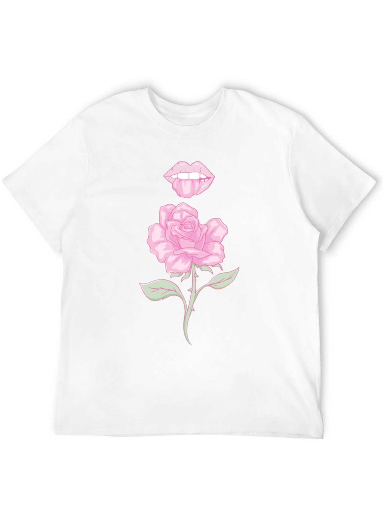 Rose Lips Graphic Black T-Shirt