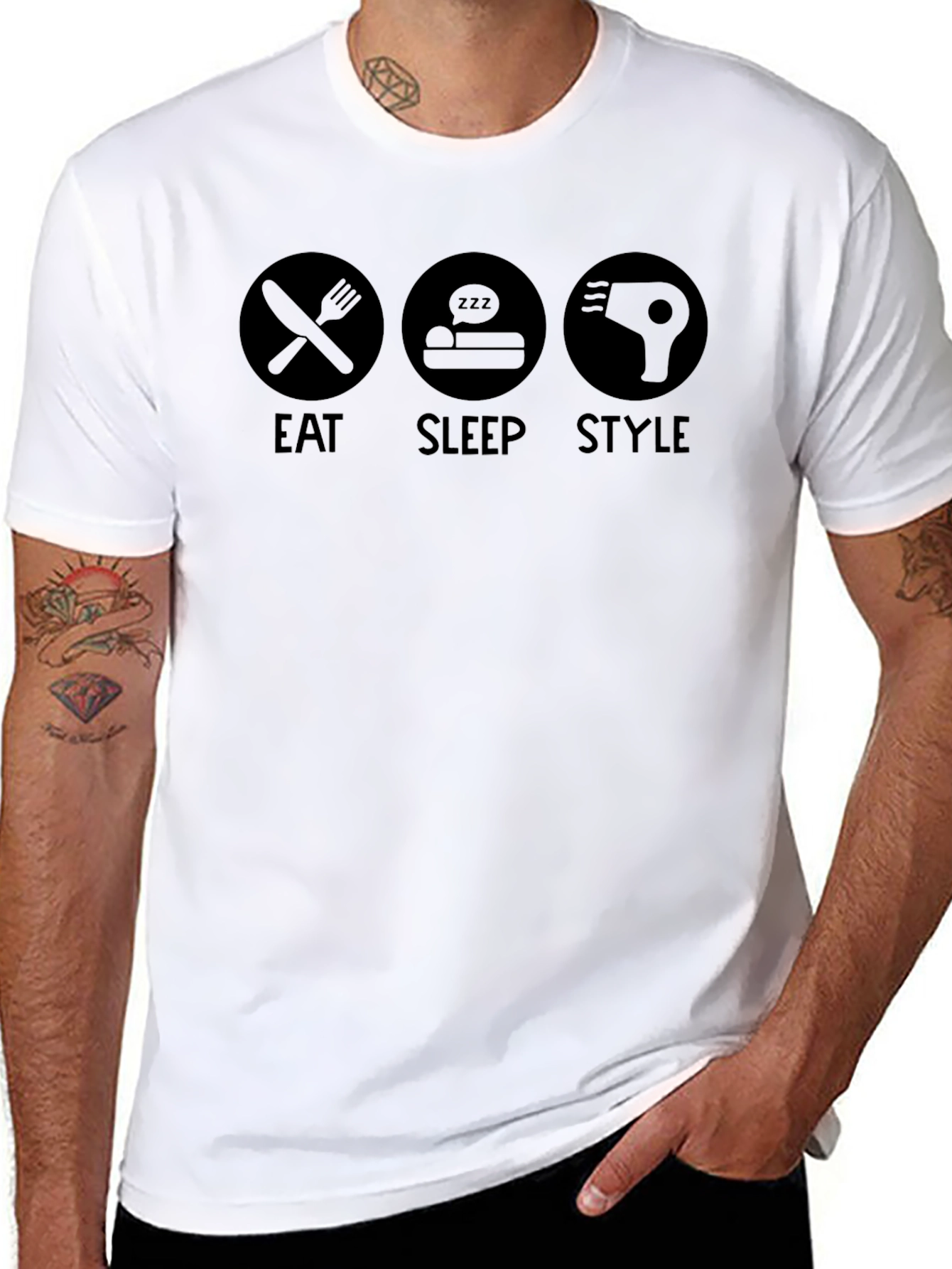 Eat Sleep Style Graphic Tee - Black Cotton T-Shirt