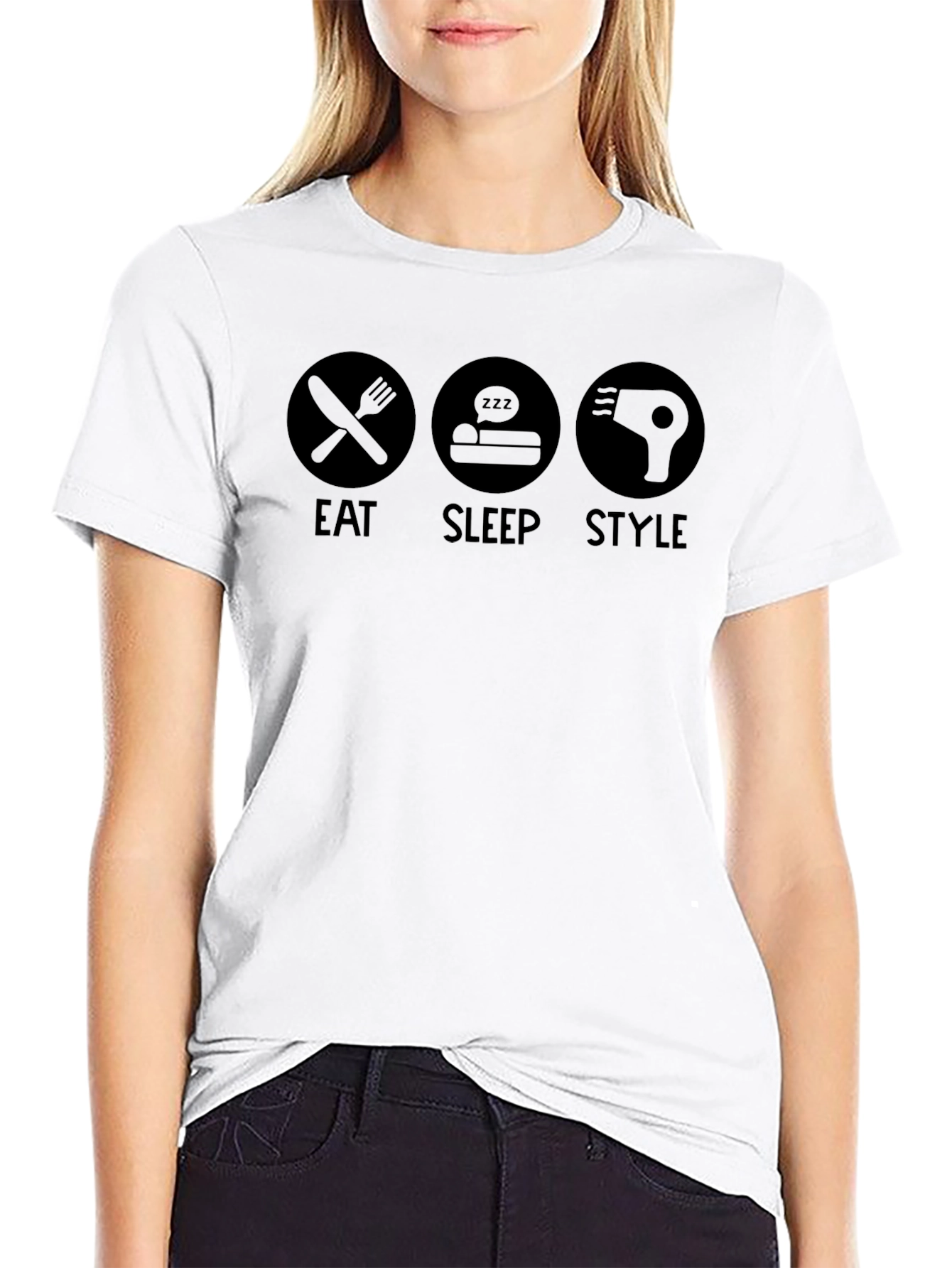 Eat Sleep Style Graphic Tee - Black Cotton T-Shirt
