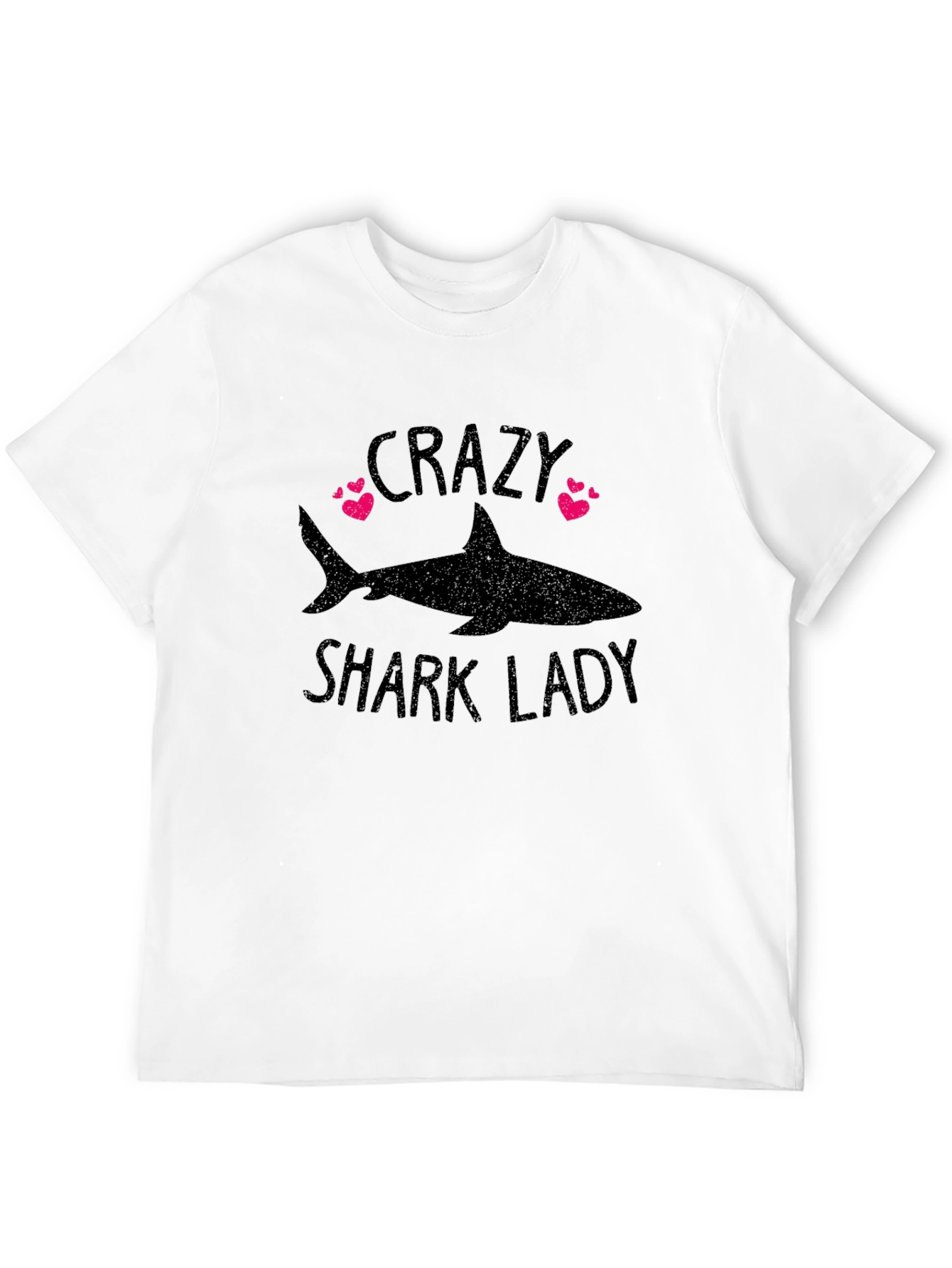 Crazy Shark Lady Black Graphic T-Shirt