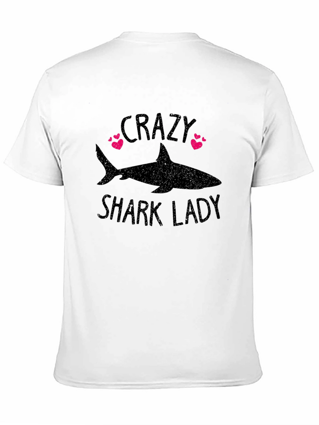 Crazy Shark Lady Black Graphic T-Shirt