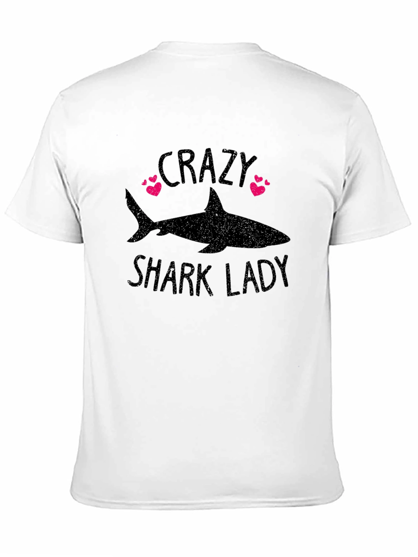 Crazy Shark Lady Black Graphic T-Shirt