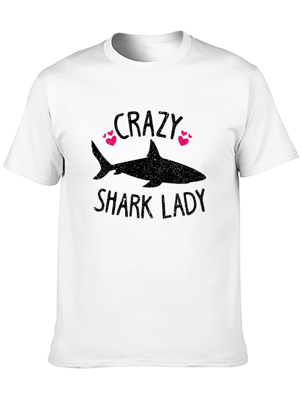 Crazy Shark Lady Black Graphic T-Shirt