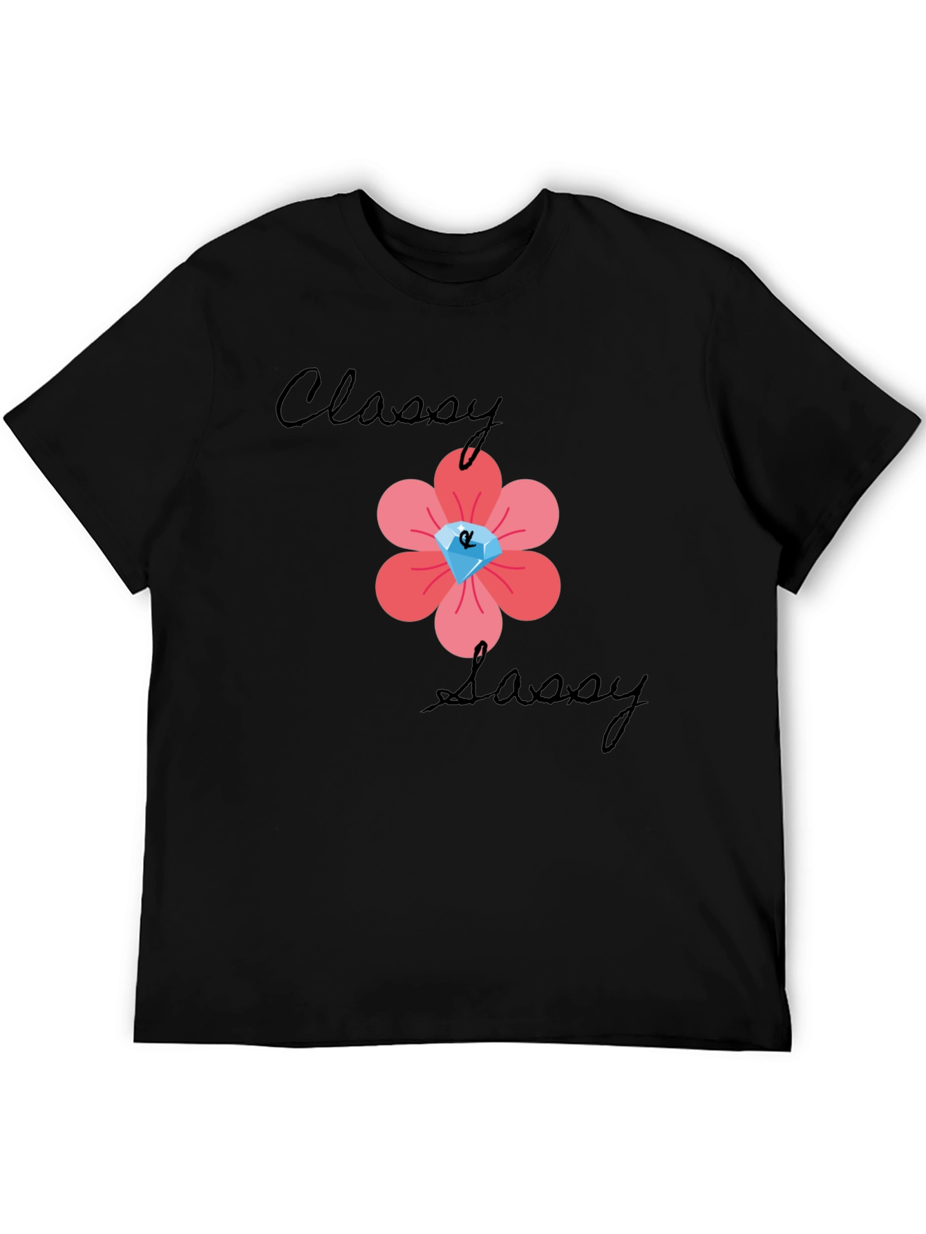 Classy Sassy Black T-Shirt with Floral Gem Design