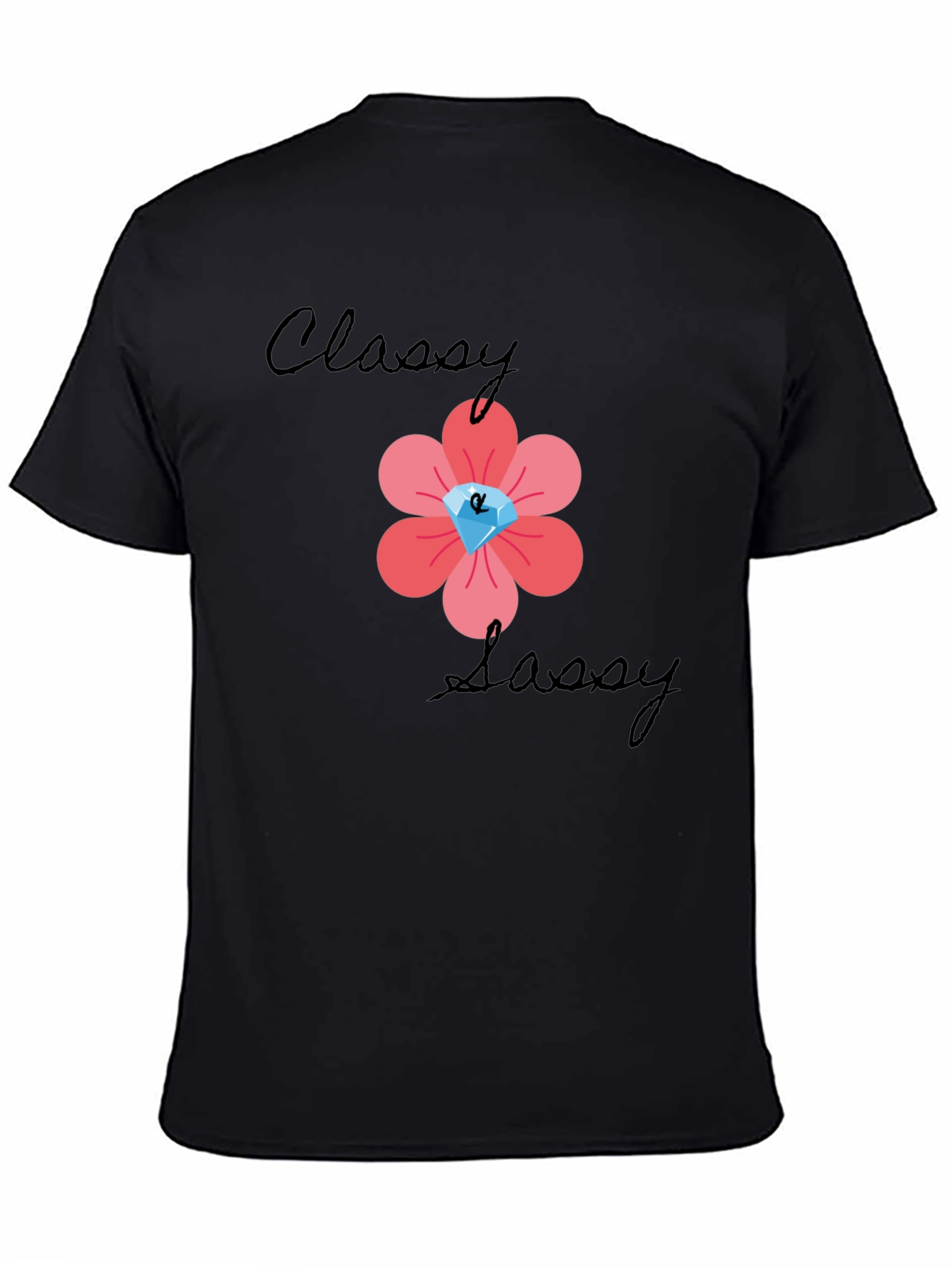 Classy Sassy Black T-Shirt with Floral Gem Design