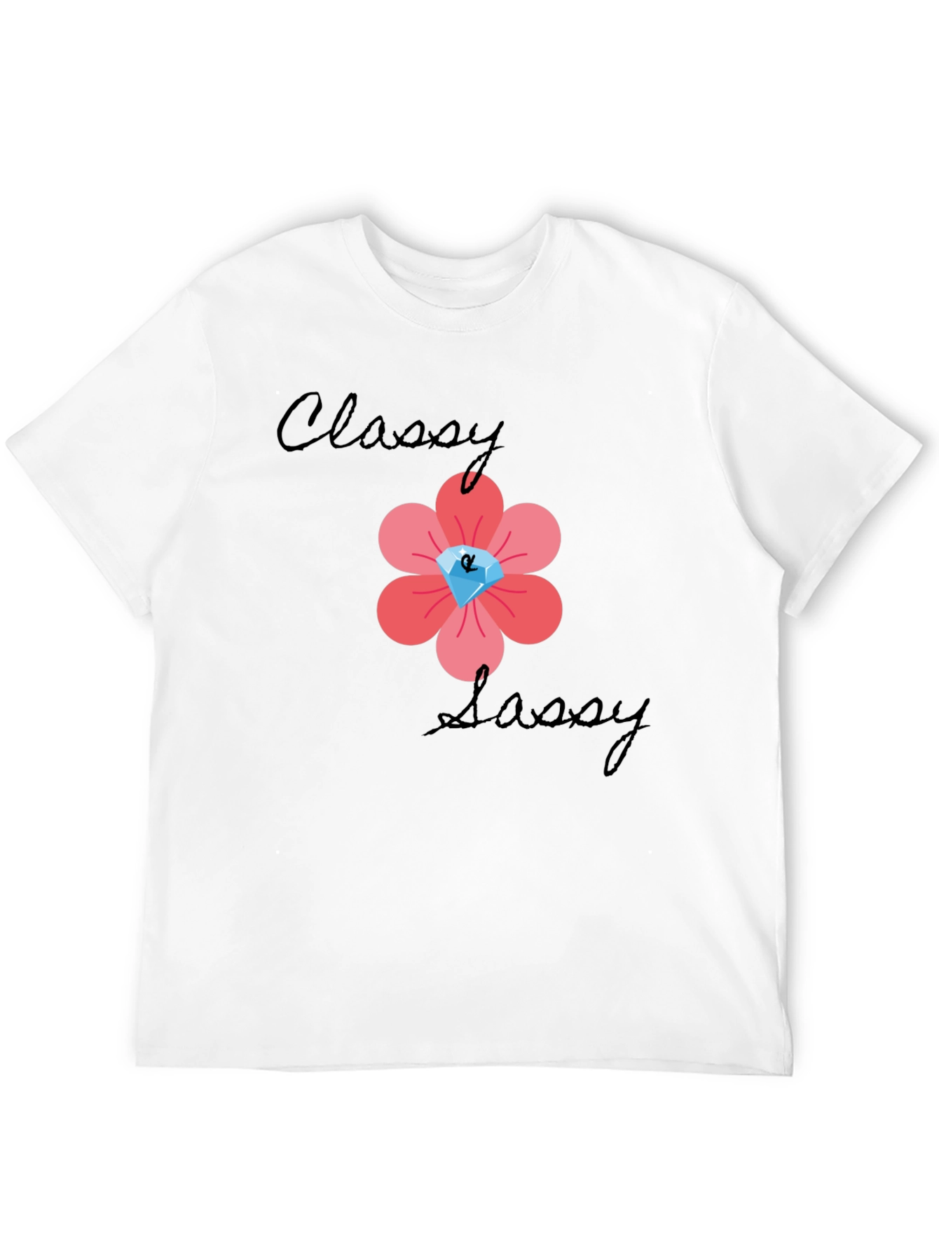 Classy Sassy Black T-Shirt with Floral Gem Design