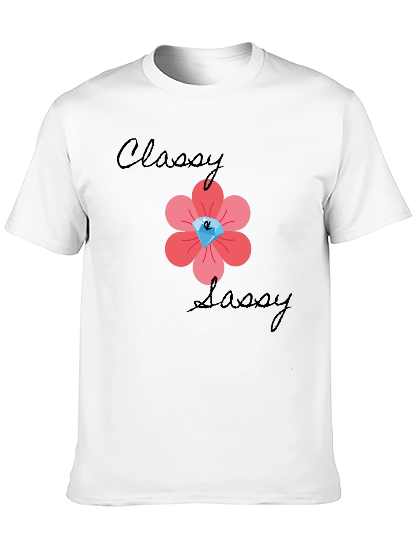 Classy Sassy Black T-Shirt with Floral Gem Design
