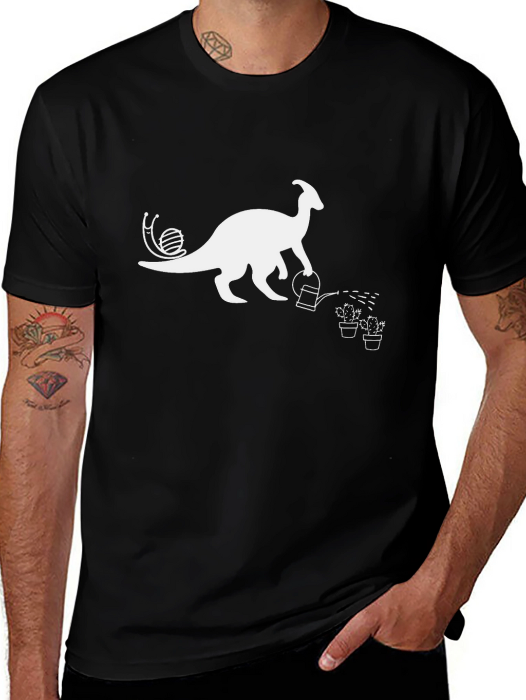 Dino Gardener Black T-Shirt