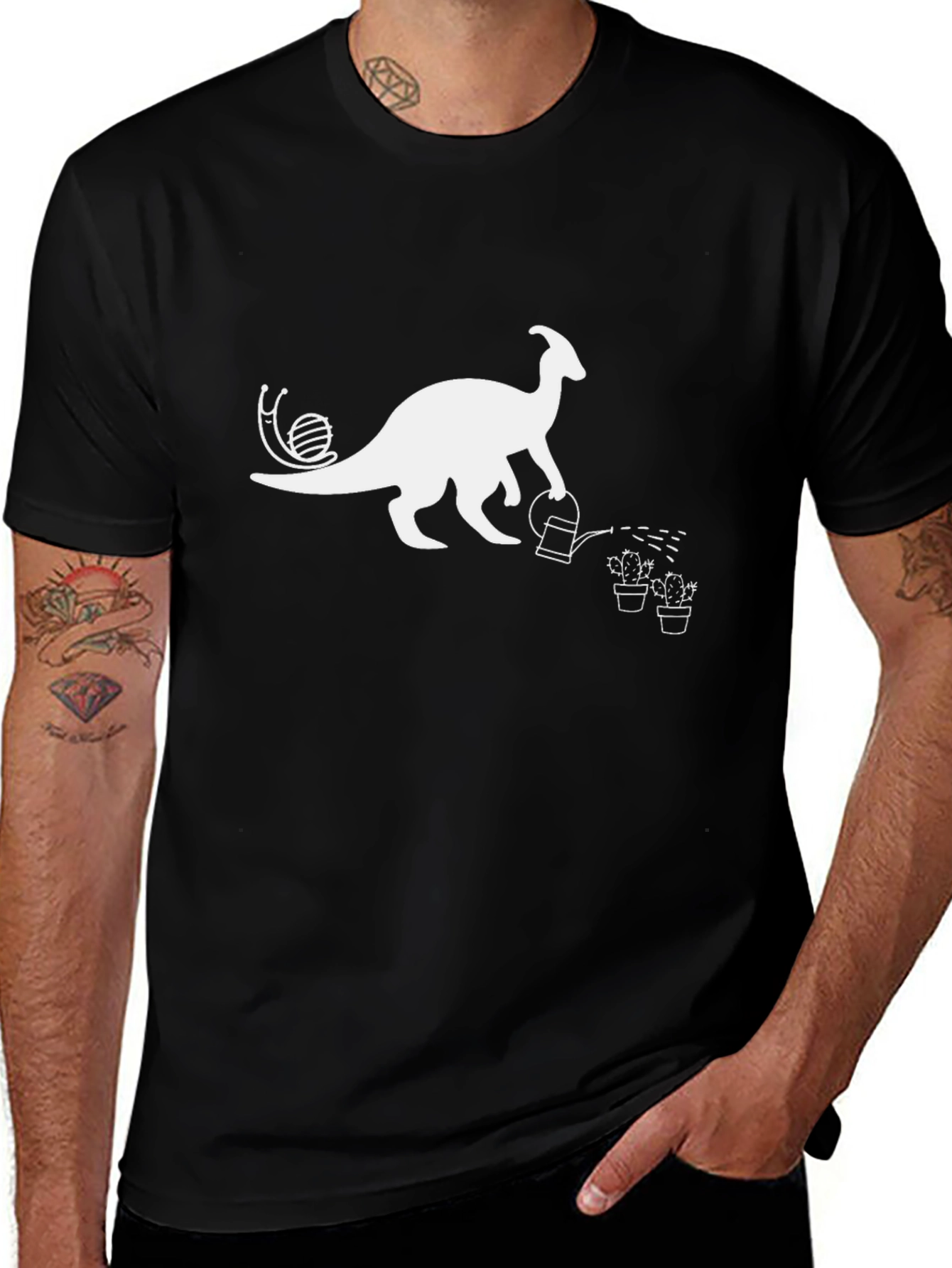 Dino Gardener Black T-Shirt
