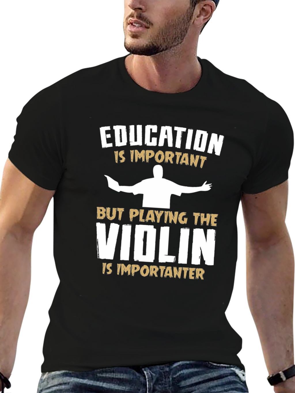 Education vs Violin Musician T-Shirt