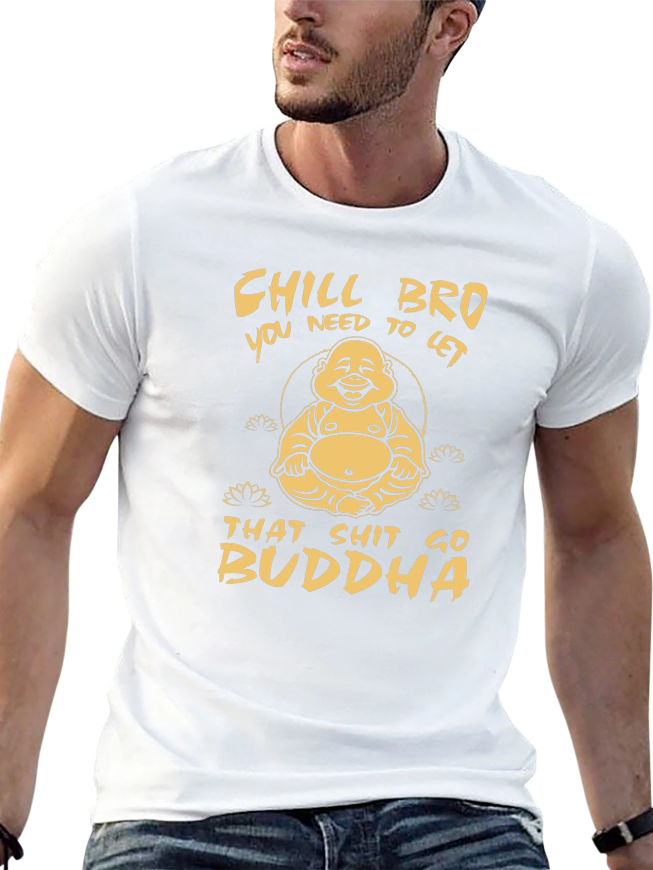 Chill Bro Buddha Graphic Tee - Relaxed Fit Cotton T-Shirt