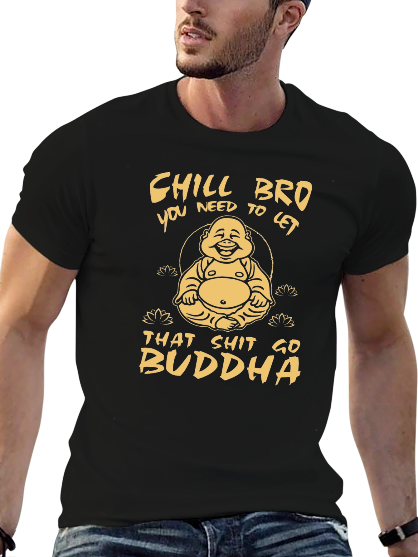 Chill Bro Buddha Graphic Tee - Relaxed Fit Cotton T-Shirt