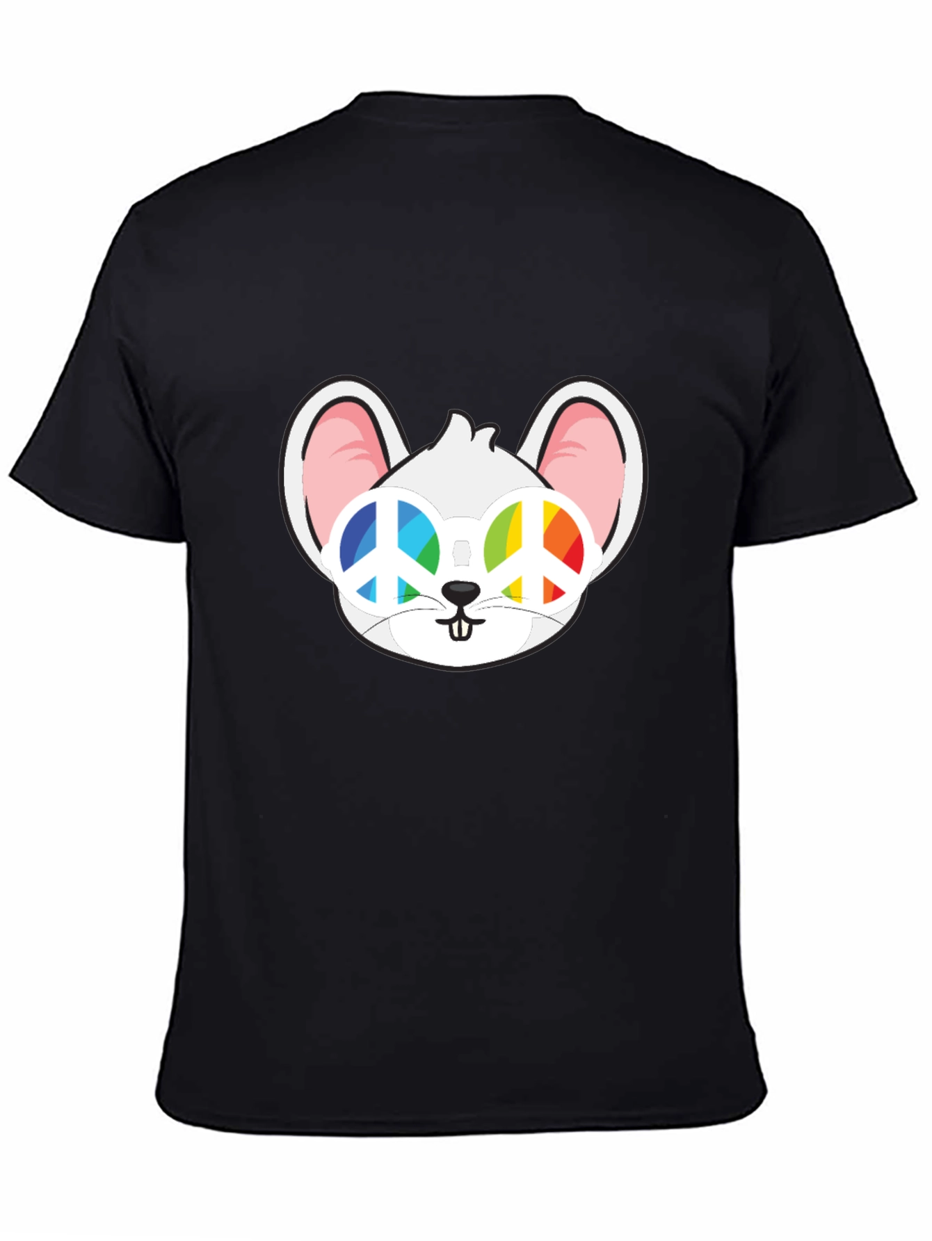 Cool Mouse Peace Sign Sunglasses Black T-Shirt