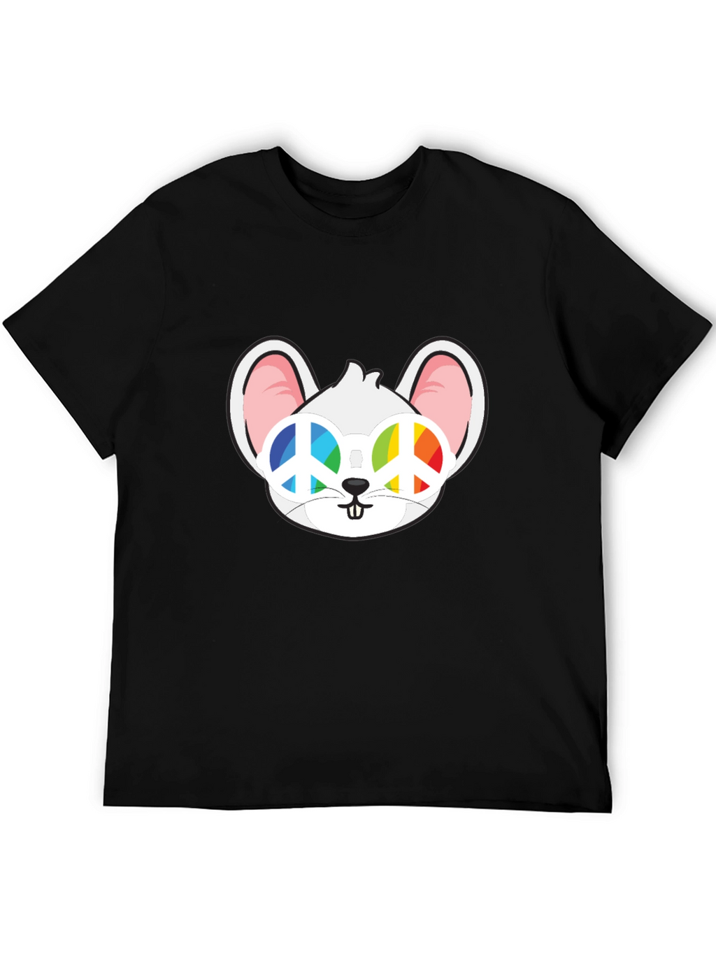 Cool Mouse Peace Sign Sunglasses Black T-Shirt