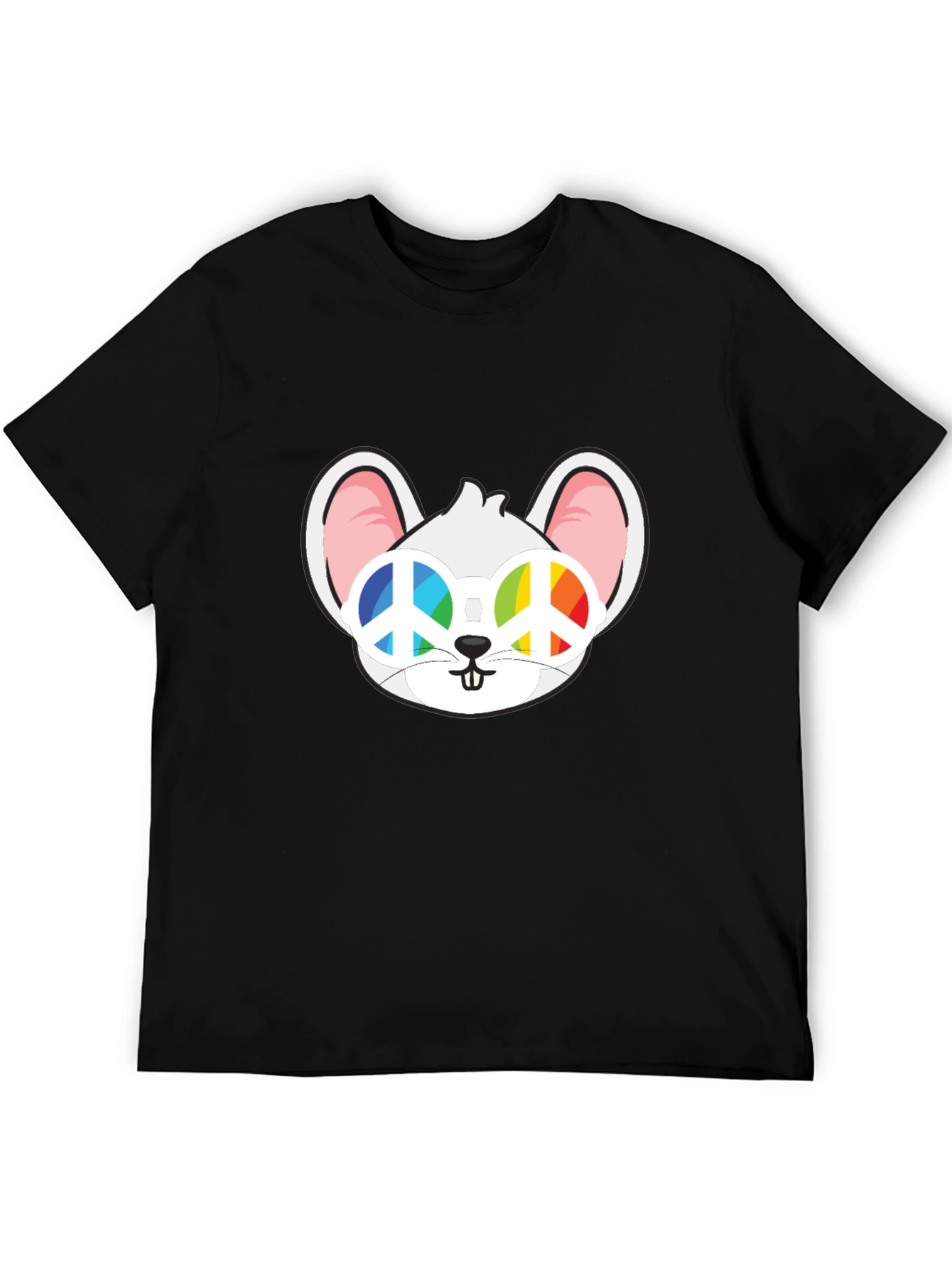 Cool Mouse Peace Sign Sunglasses Black T-Shirt
