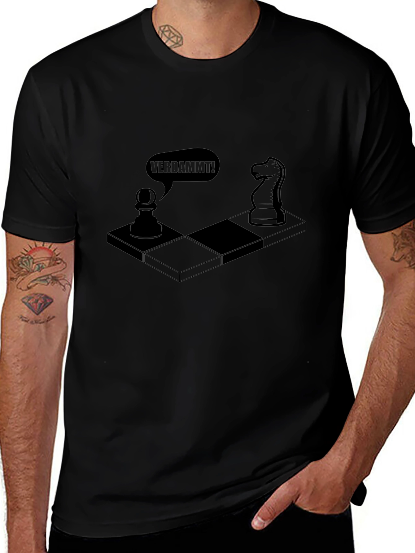 Chess Humor T-Shirt - Verdammt! Chessboard Design