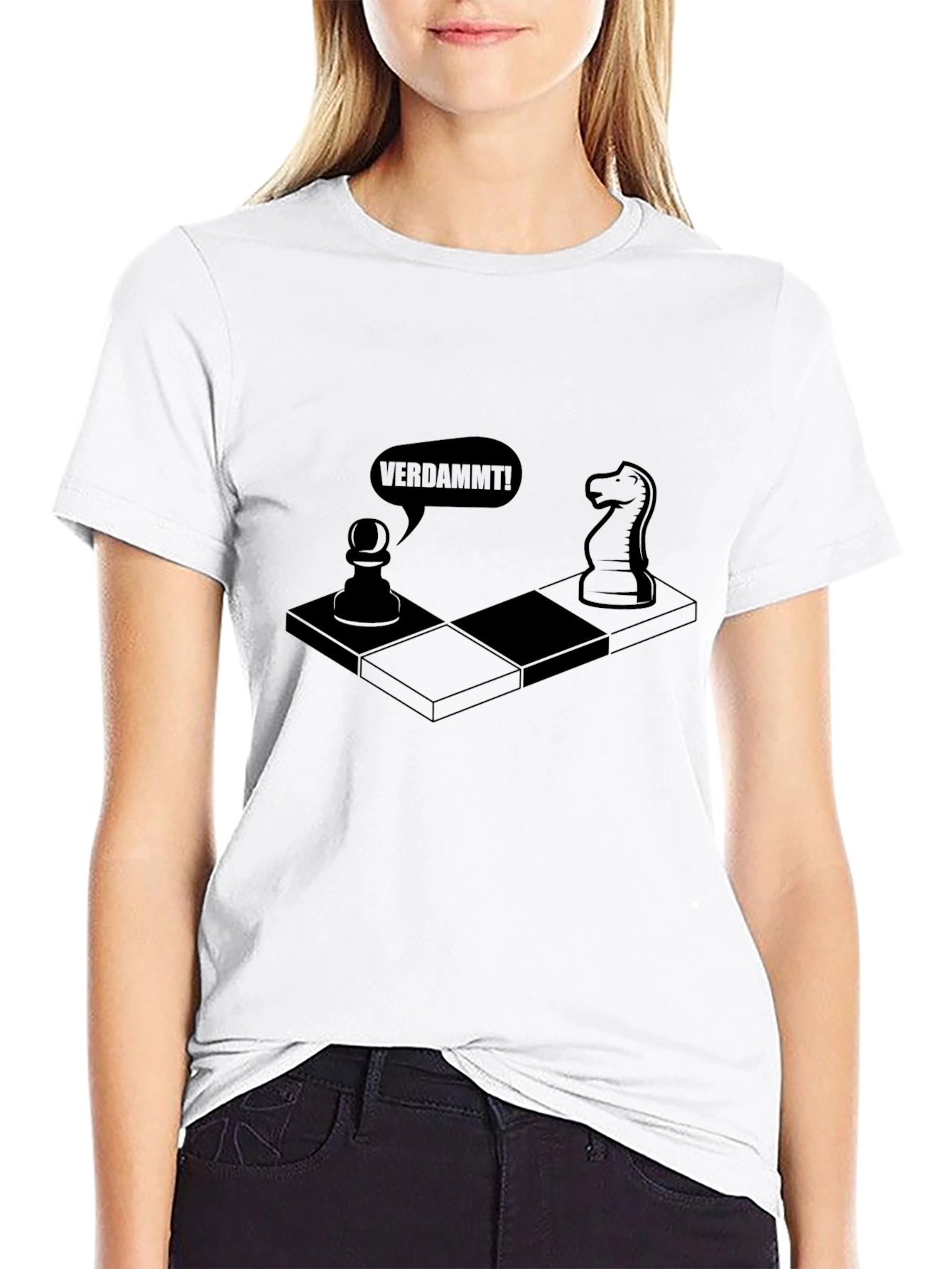 Chess Humor T-Shirt - Verdammt! Chessboard Design