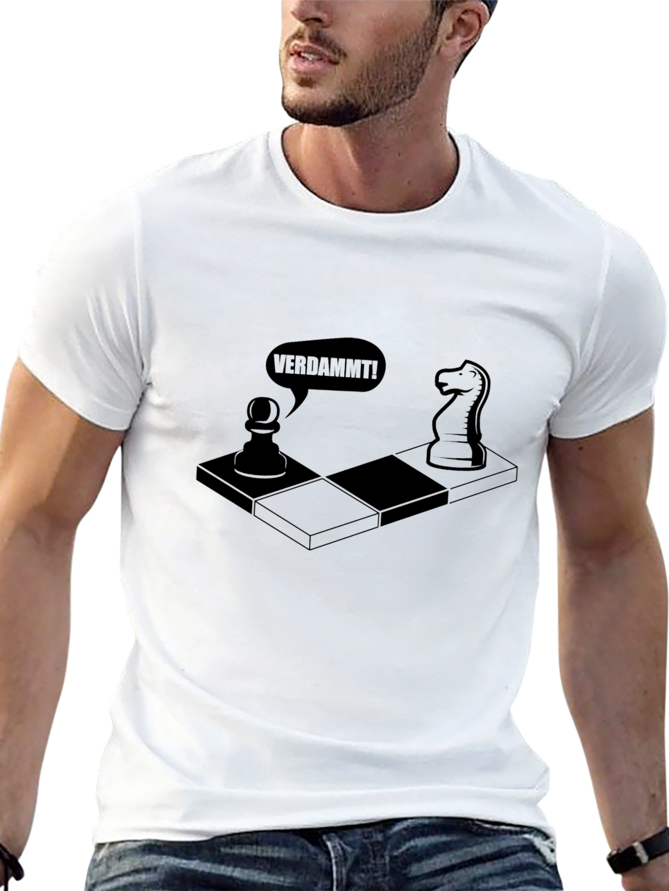 Chess Humor T-Shirt - Verdammt! Chessboard Design