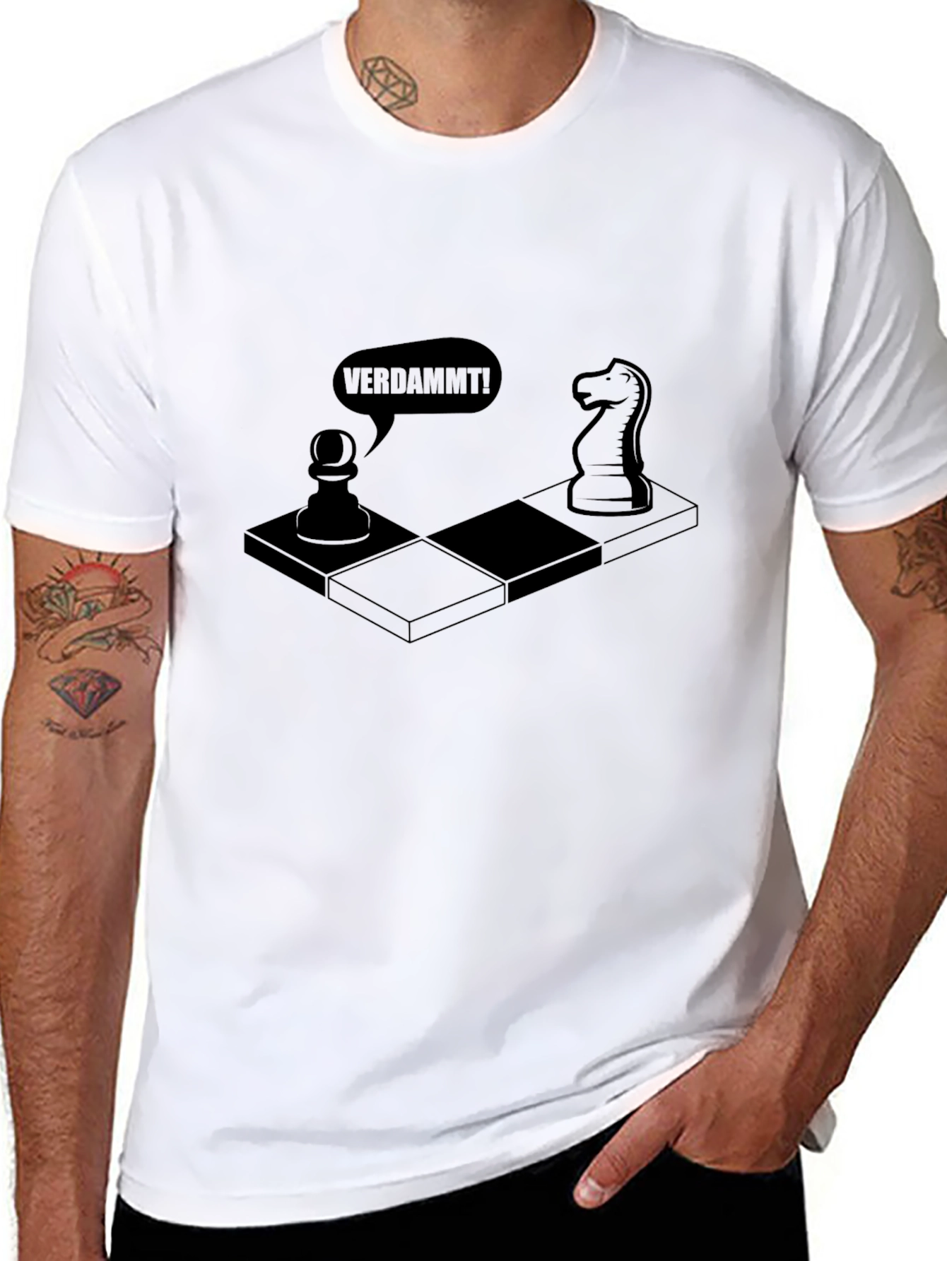Chess Humor T-Shirt - Verdammt! Chessboard Design
