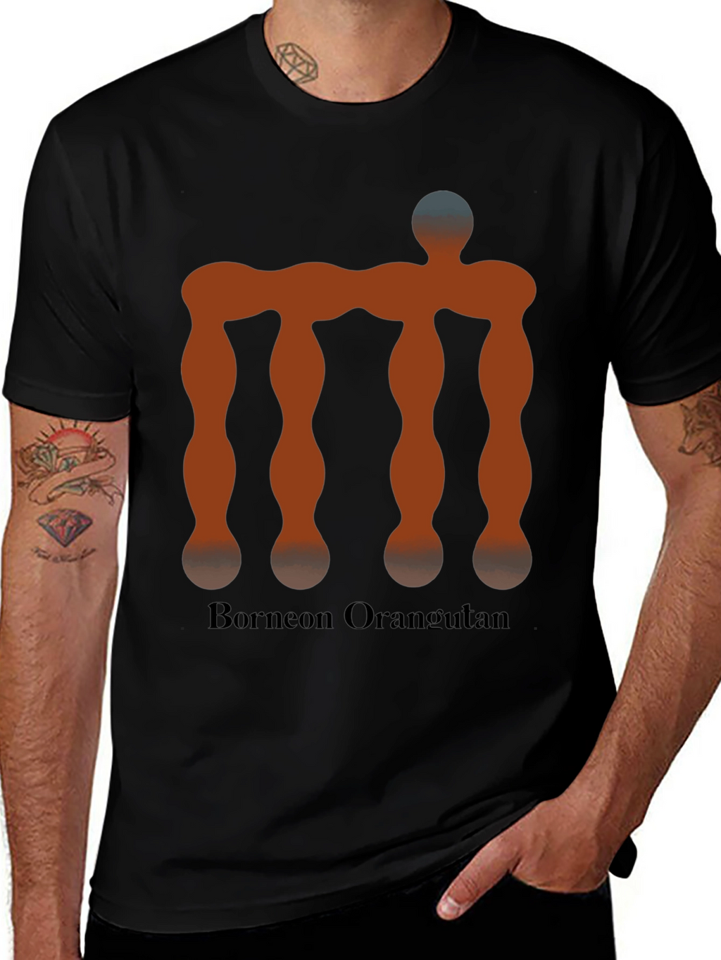 Bornean Orangutan Illusion Mens T-Shirt