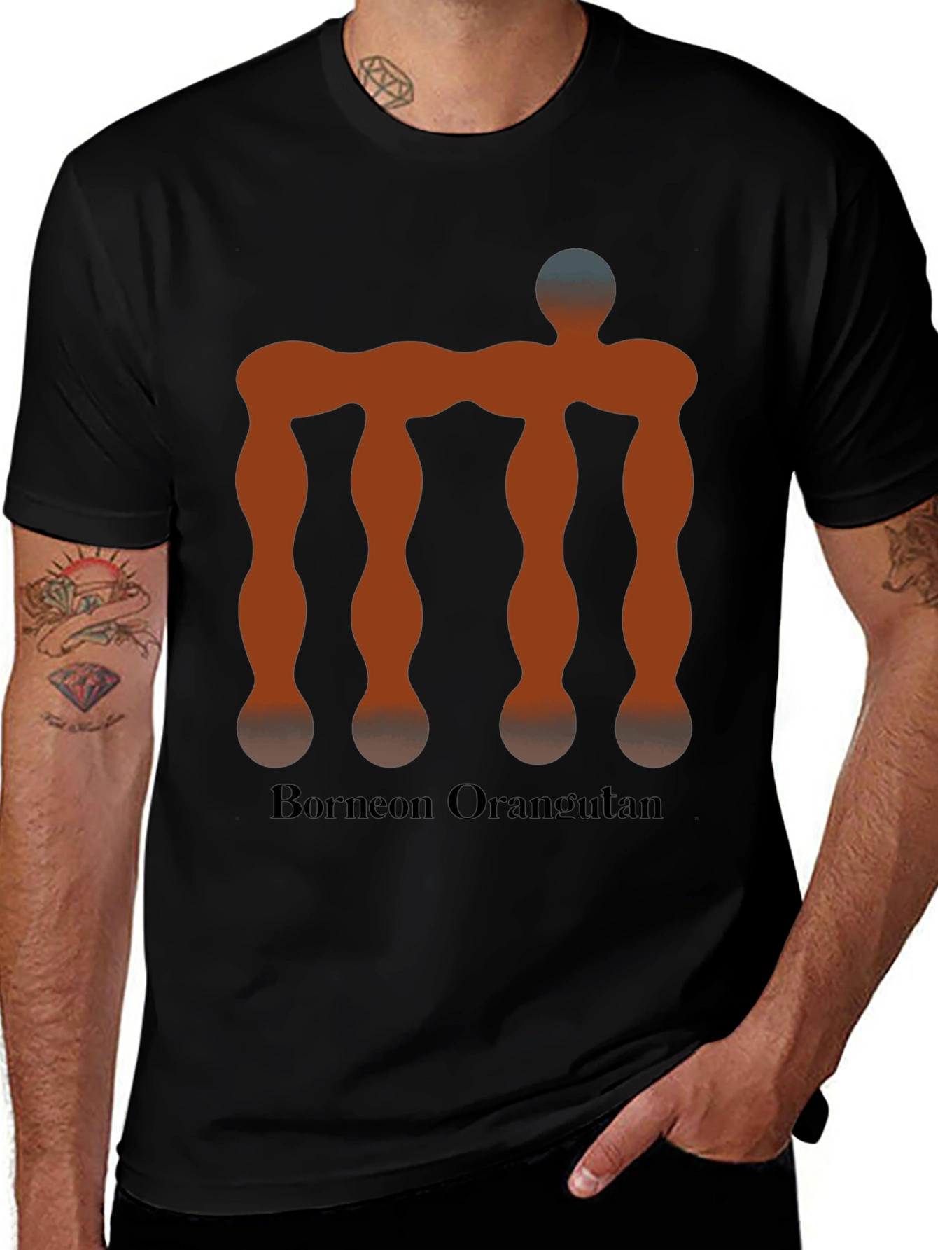 Bornean Orangutan Illusion Mens T-Shirt