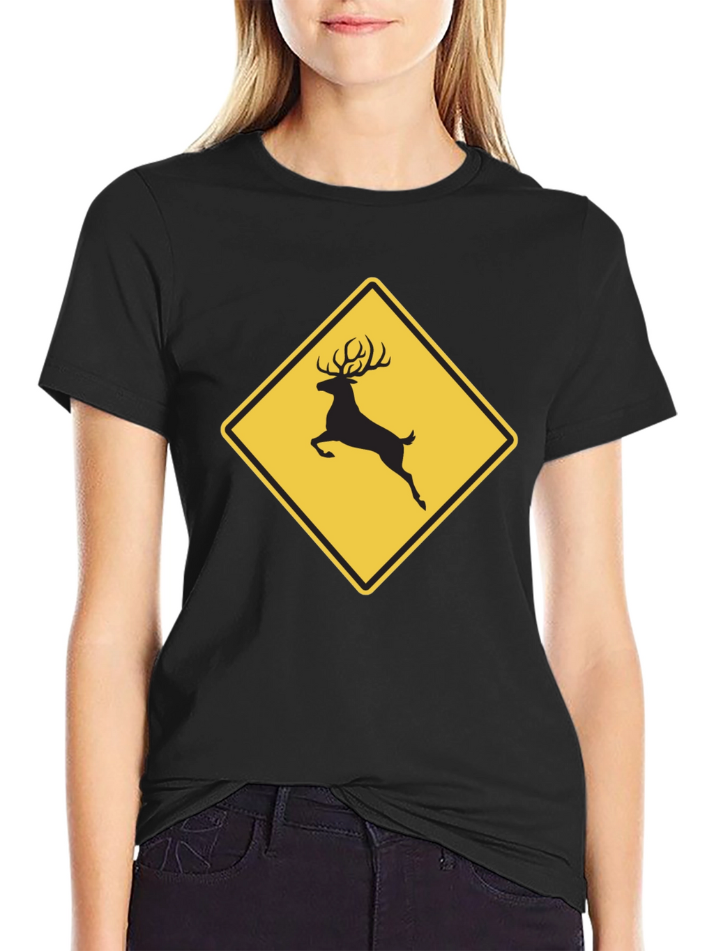 Deer Crossing Graphic Tee - Black