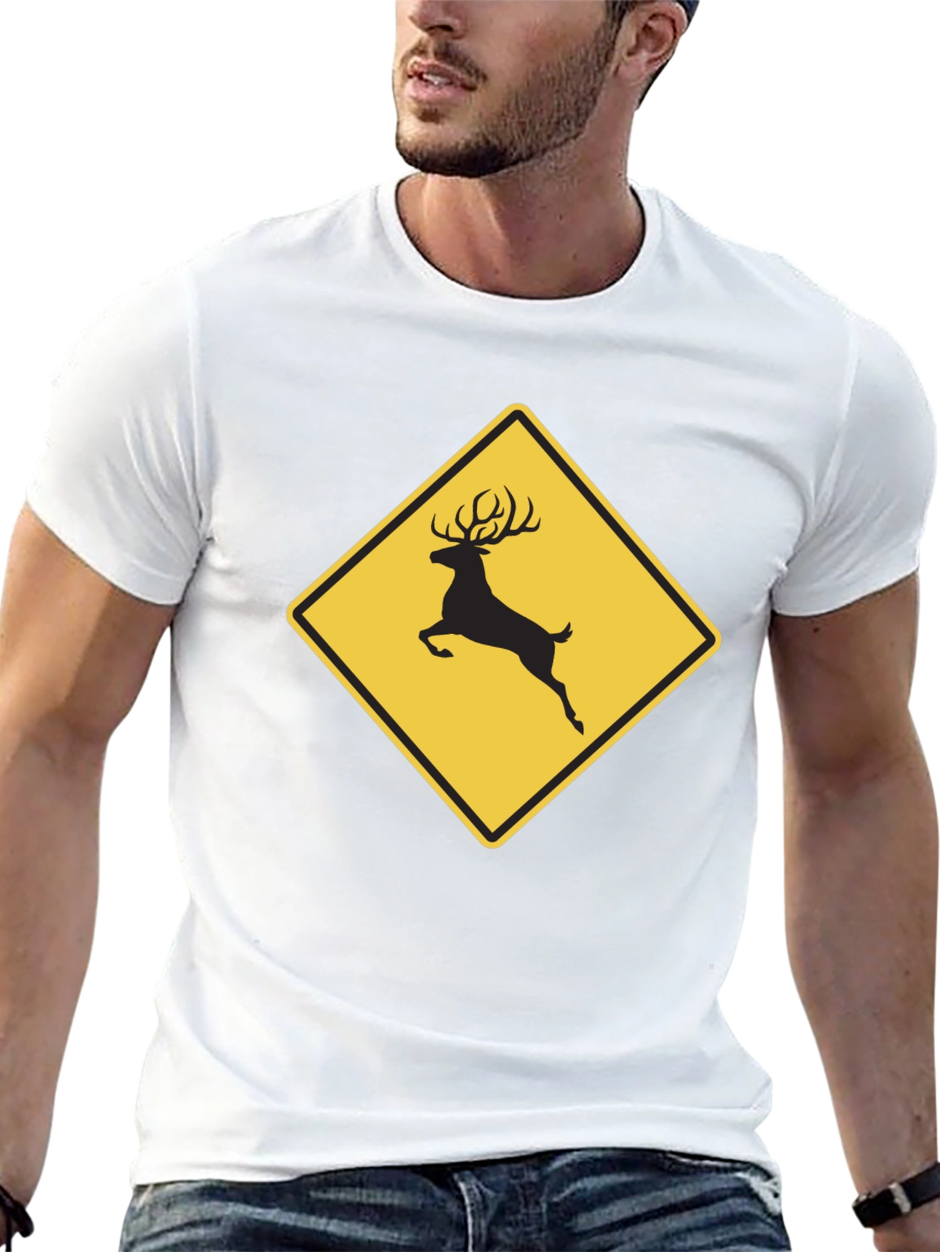 Deer Crossing Graphic Tee - Black