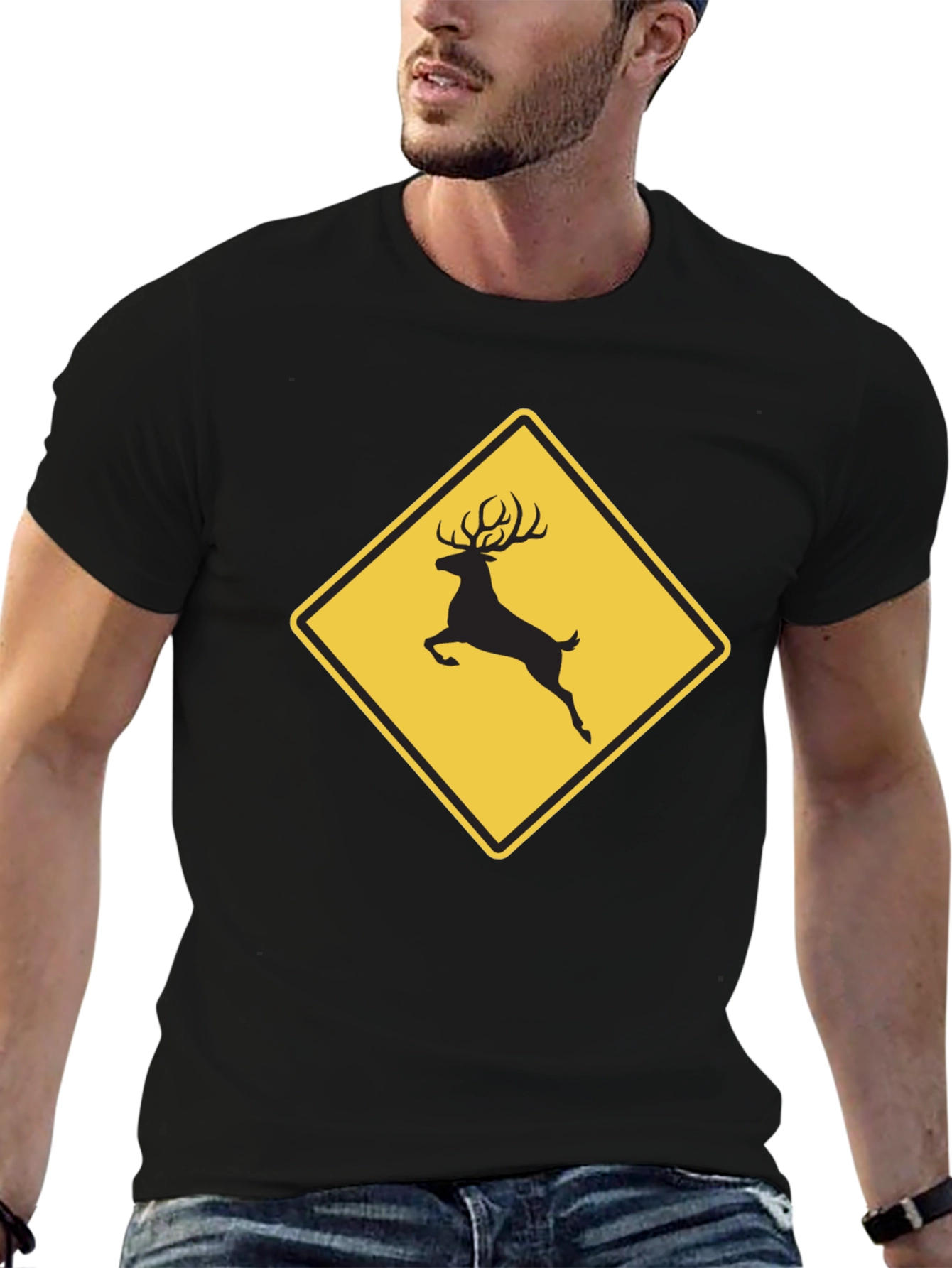 Deer Crossing Graphic Tee - Black