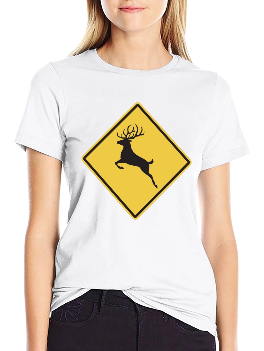 Deer Crossing Graphic Tee - Black