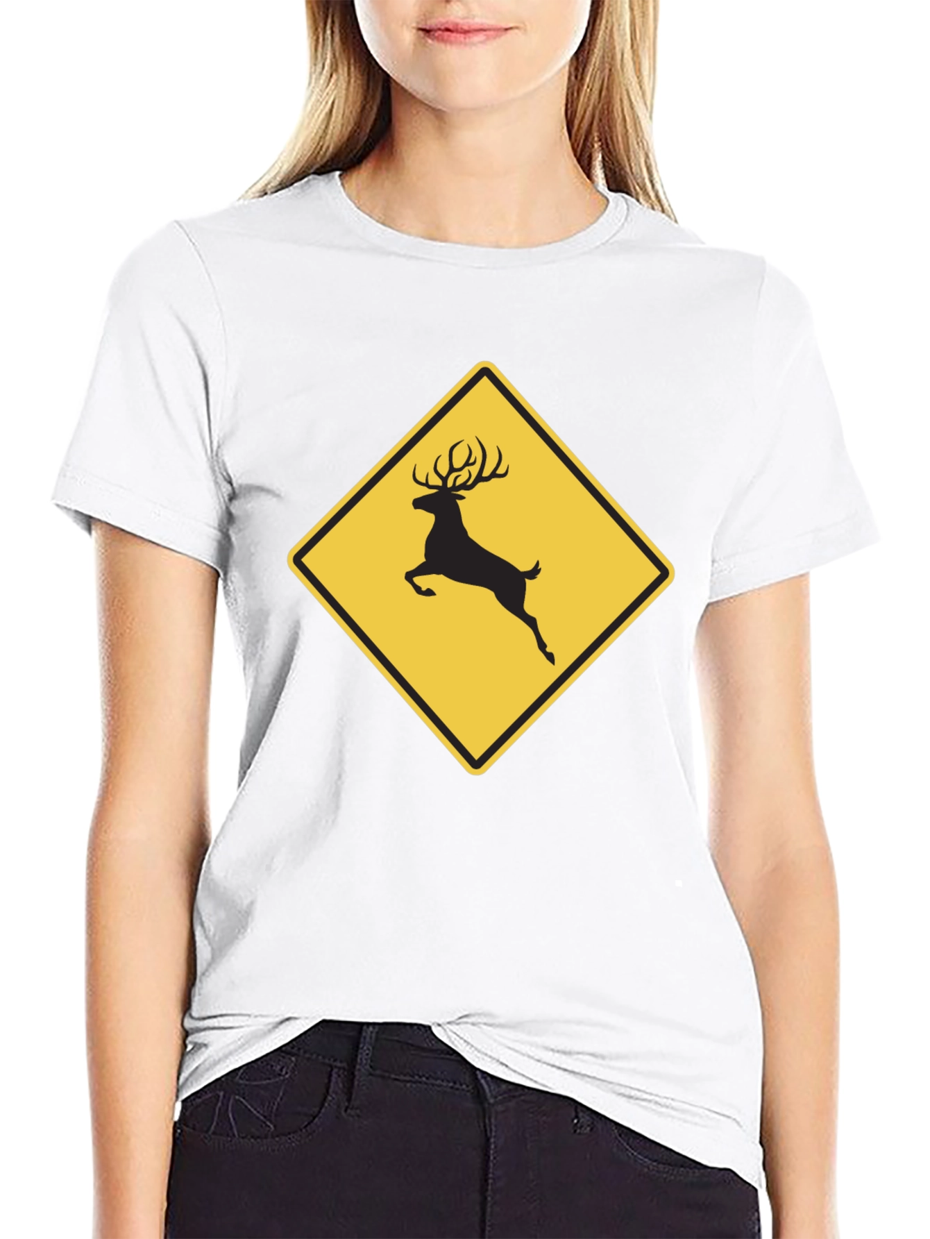 Deer Crossing Graphic Tee - Black