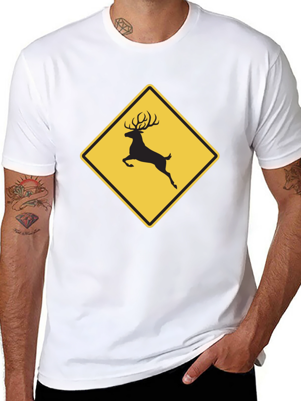 Deer Crossing Graphic Tee - Black