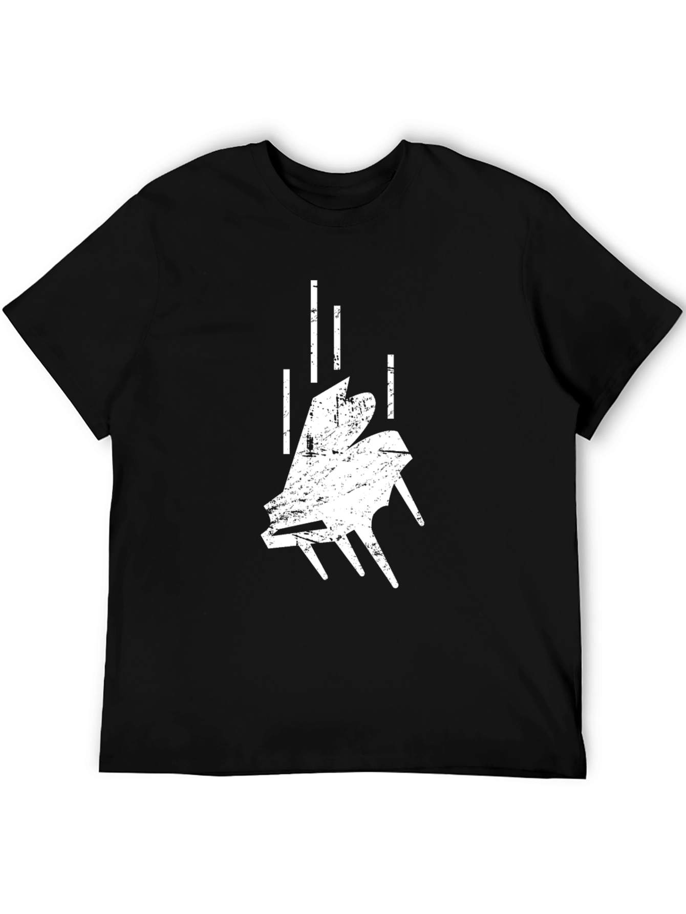 Abstract Falling Piano Black T-Shirt