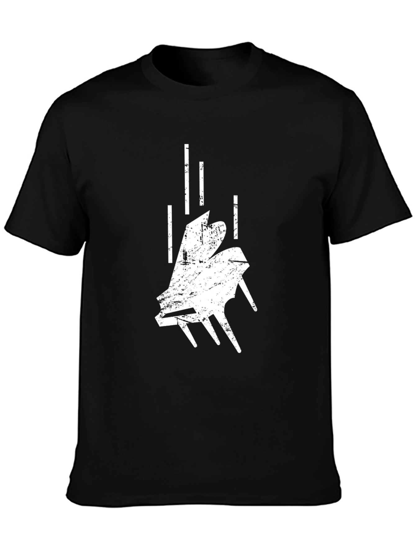 Abstract Falling Piano Black T-Shirt