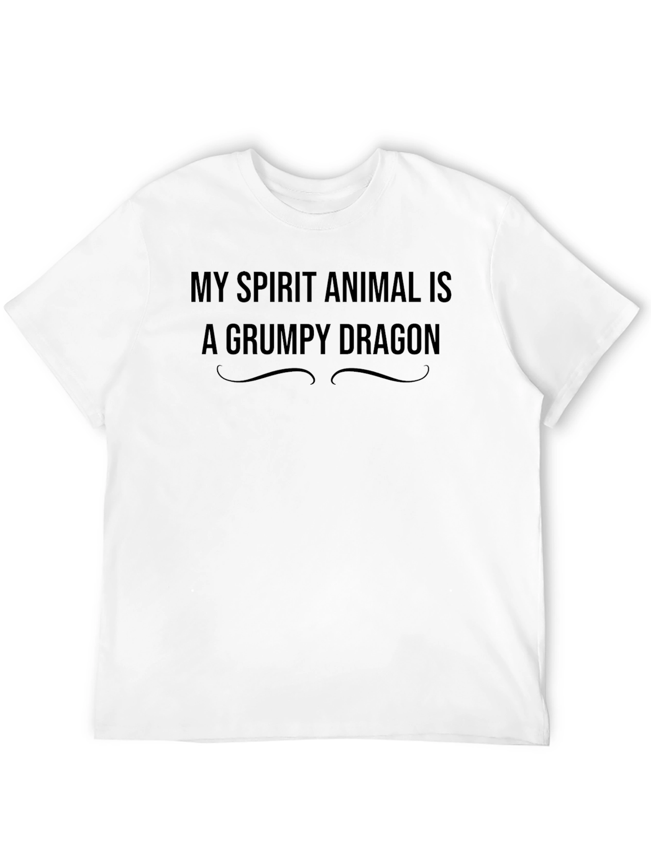 Grumpy Dragon Spirit Animal Graphic Tee - Black Cotton Blend
