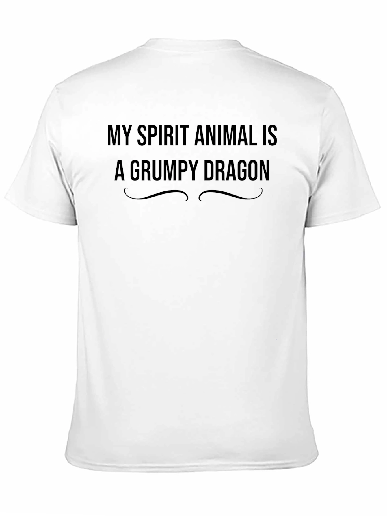 Grumpy Dragon Spirit Animal Graphic Tee - Black Cotton Blend