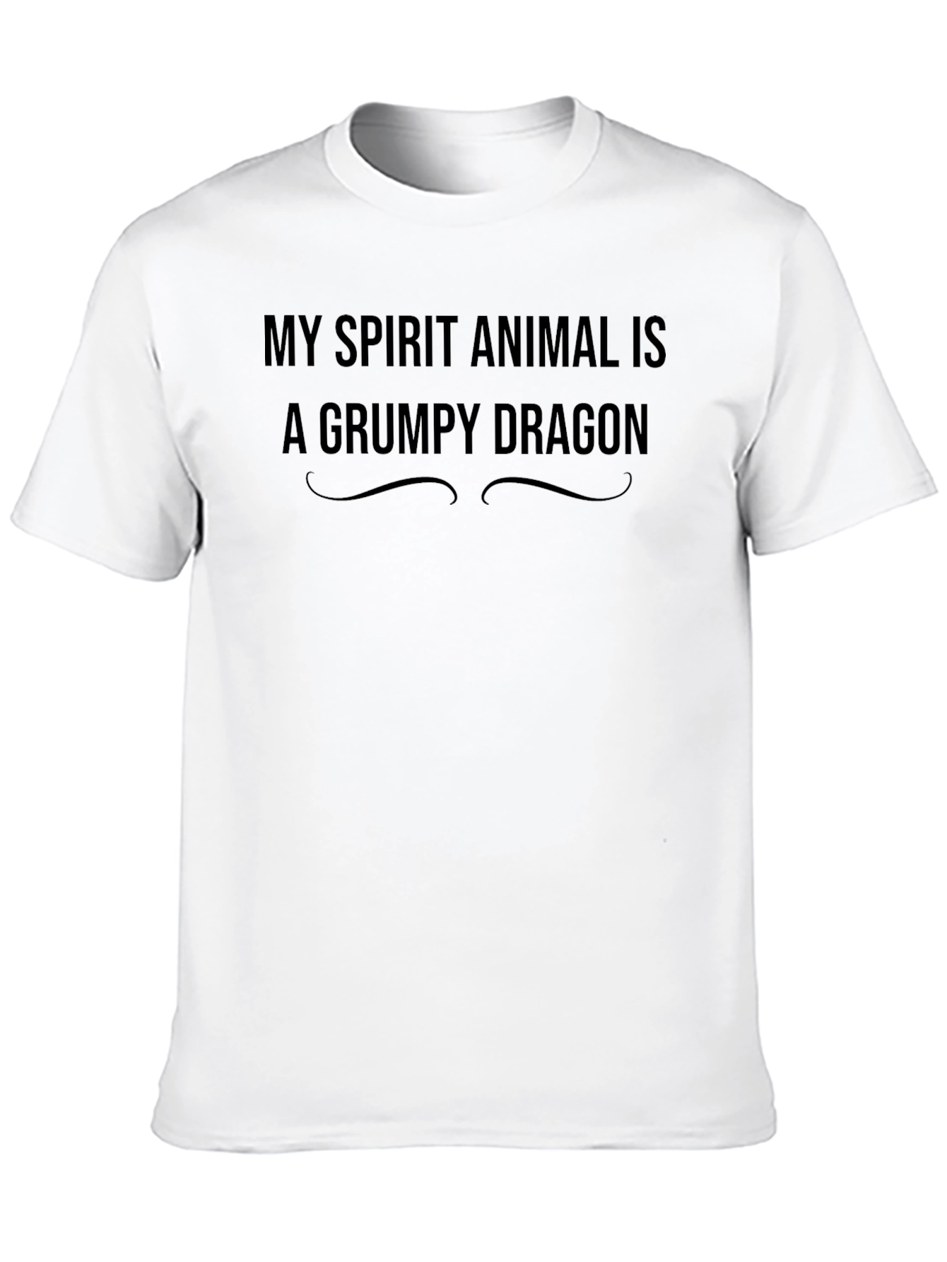 Grumpy Dragon Spirit Animal Graphic Tee - Black Cotton Blend