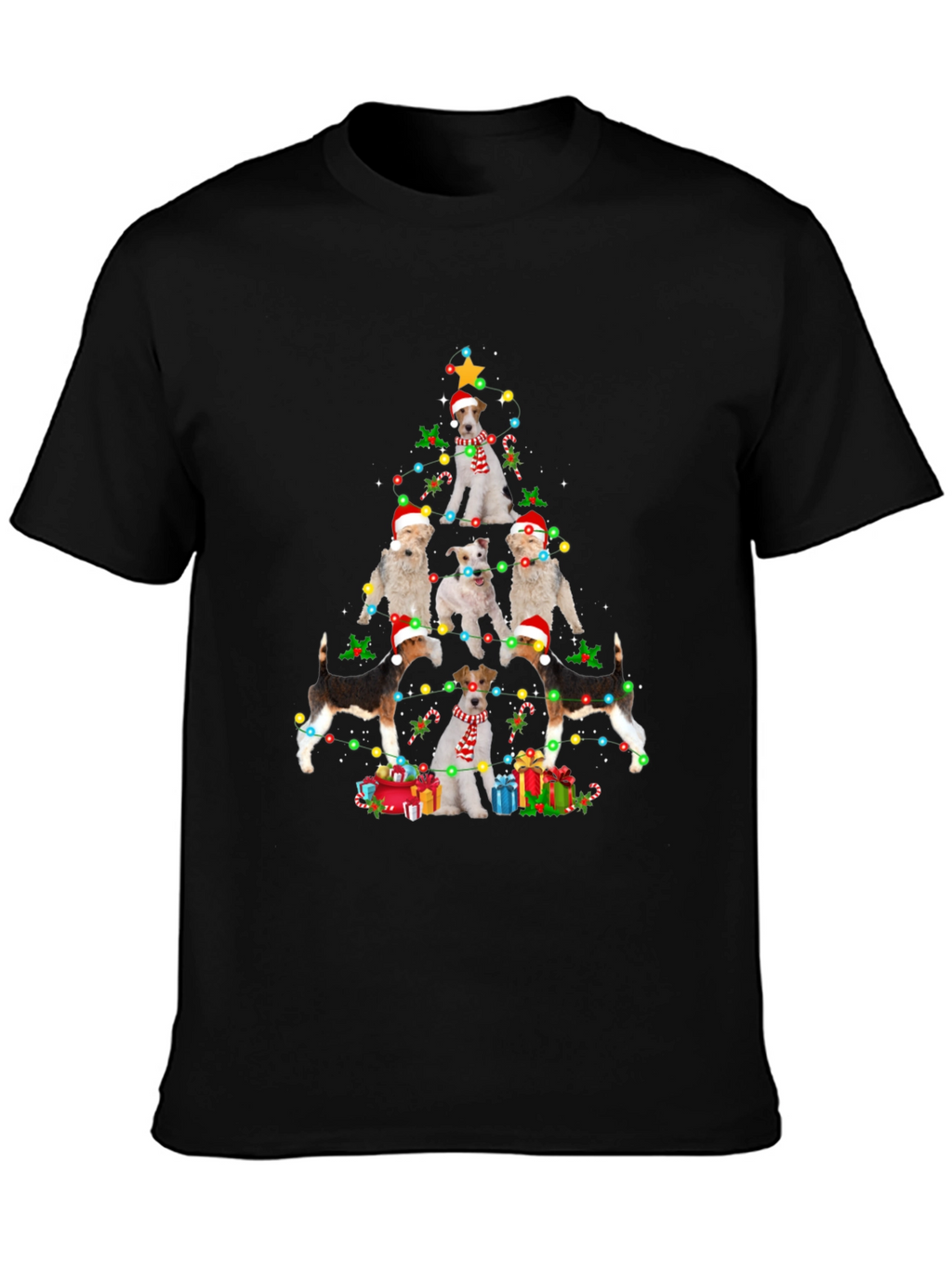 Dog Breed Christmas Tree Black T-Shirt