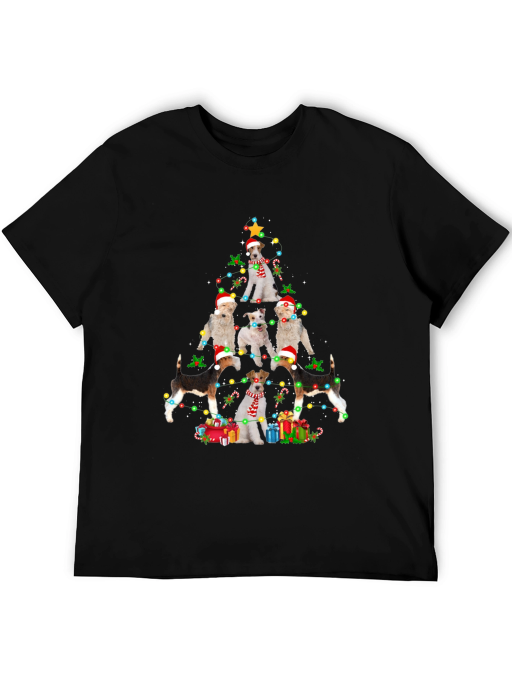 Dog Breed Christmas Tree Black T-Shirt