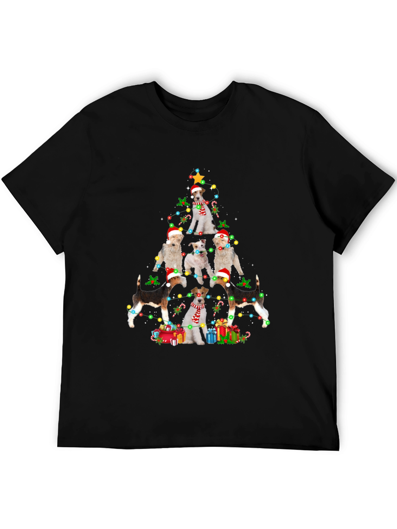Dog Breed Christmas Tree Black T-Shirt