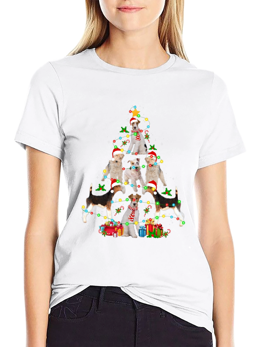 Dog Breed Christmas Tree Black T-Shirt