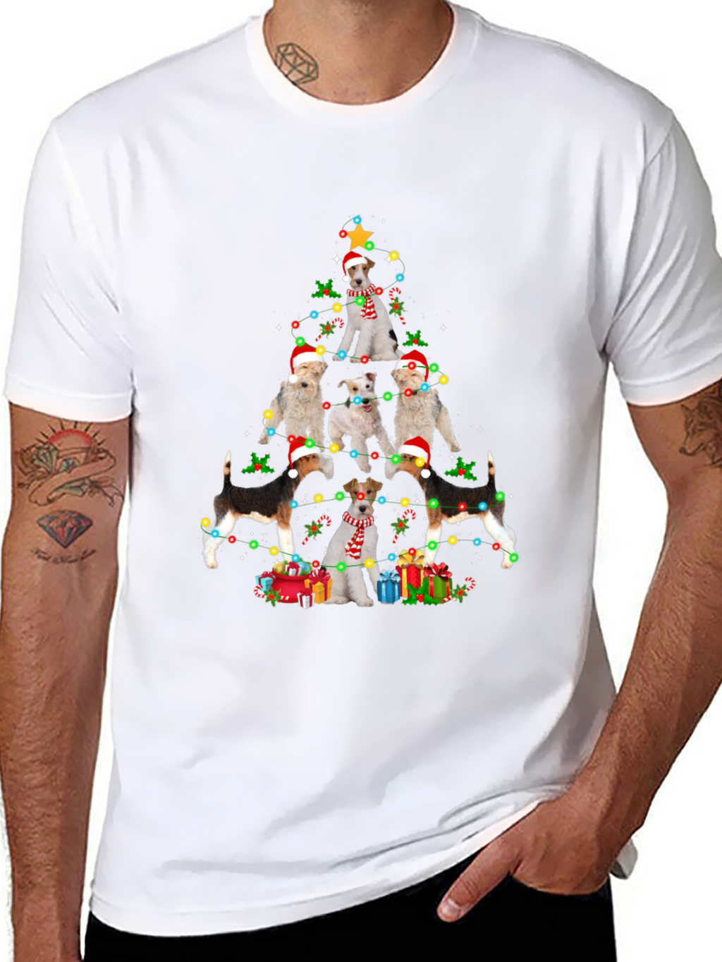 Dog Breed Christmas Tree Black T-Shirt