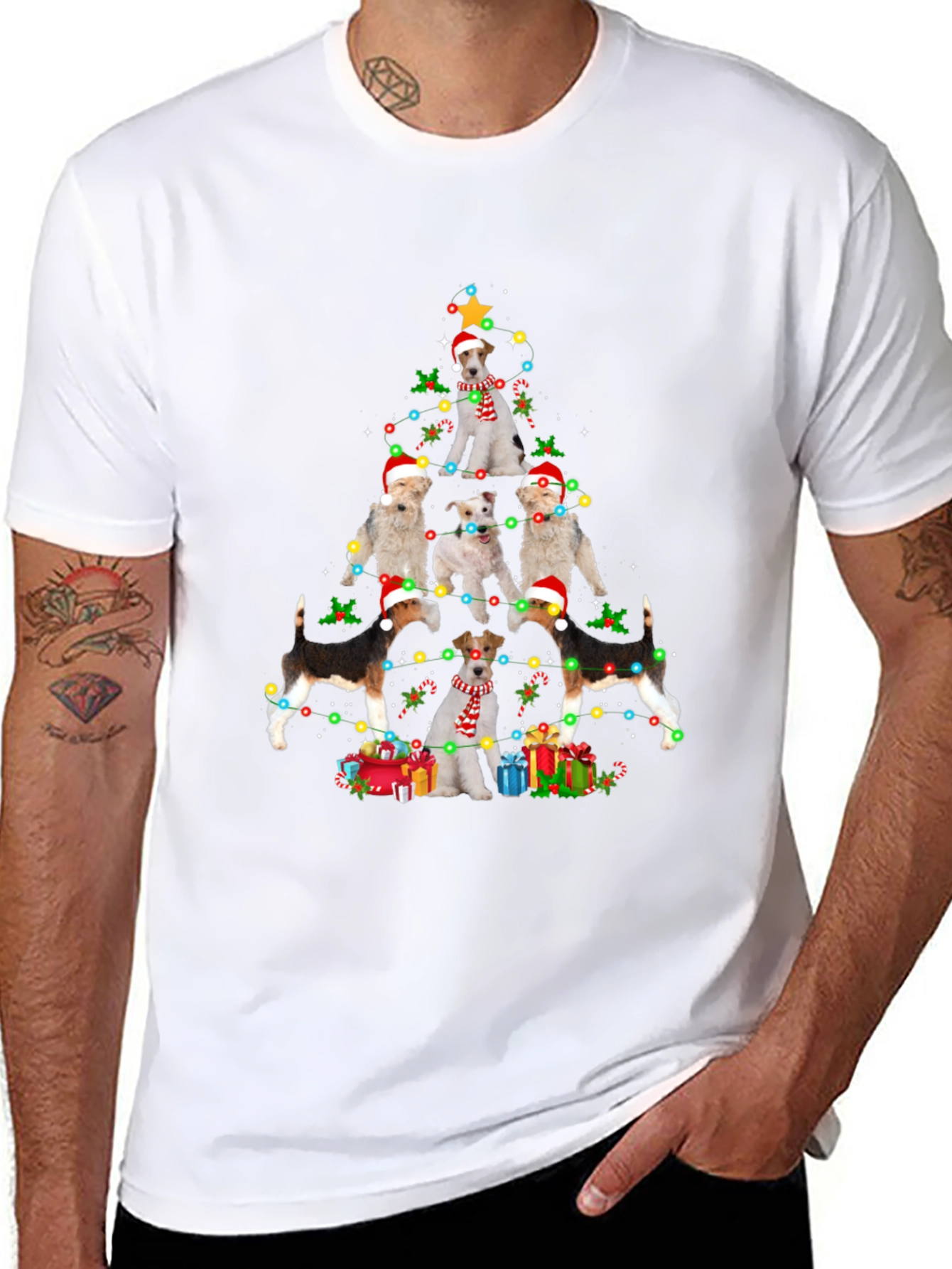 Dog Breed Christmas Tree Black T-Shirt
