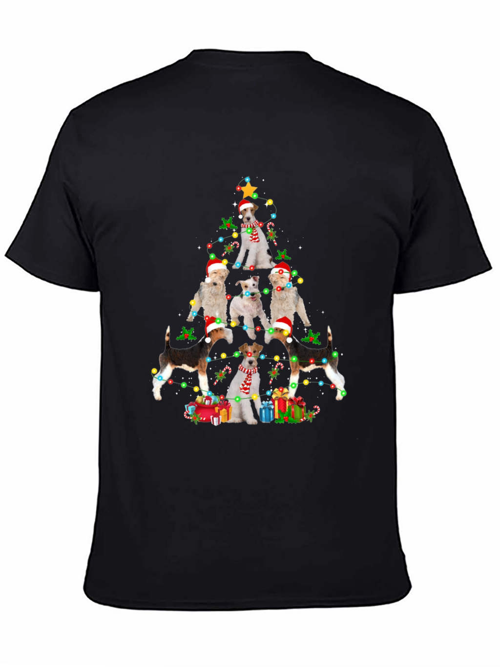 Dog Breed Christmas Tree Black T-Shirt